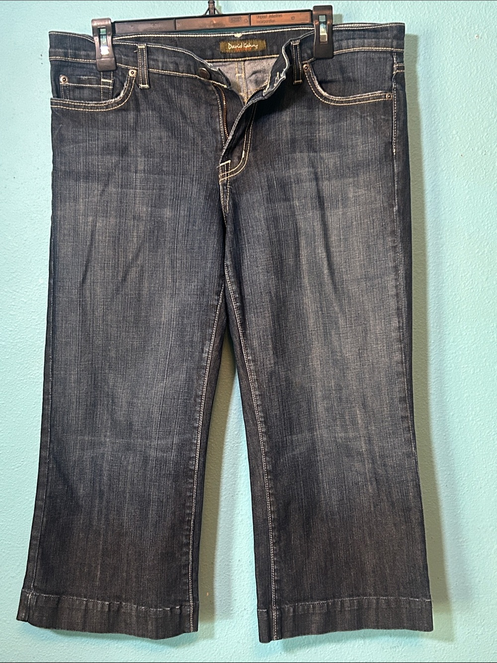 David Kahn Dark Indigo Crop Wide Leg Jeans